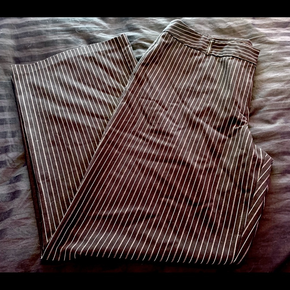 Black & white pinstripe pants. Brand “George”